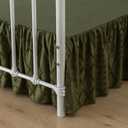 Bed Skirt Queen Size Ruffled Bed Skirt with Split Corners, 18 Inch Drop Dust Ruffle Bed Skirts with Platform, Boho Tufted Shabby Chic Queen Size Bed Skirts, Olive Green