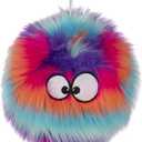 goDog Furballz Squeaky Plush Ball Dog Toy, Chew Guard Technology - Cool Rainbow, Large