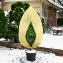 Plant Covers Freeze Protection, 2 Pack 47'' 71'' Beige Frost Cloths Blankets with Zipper Drawstring Shrub Tree Covers for Winter Outdoor Plants Freeze Protection