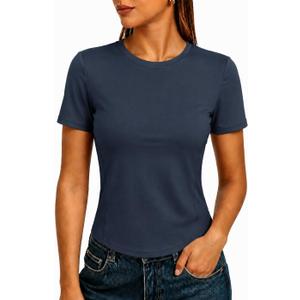 Alaroo Womens Summer Tops Short Sleeve Shirts Crewneck Basic Tee (Gray, S)
