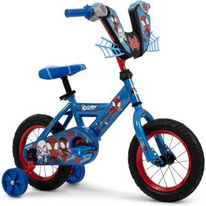 Huffy Marvel Spidey and His Amazing Friends 12 Inch Kid's Bike, Ideal for Ages 3-5 Years Old, Training Wheels Included, EZ Build Assembly, Fun and Playful Graphics, Simple Coaster Brake, Spider-Man