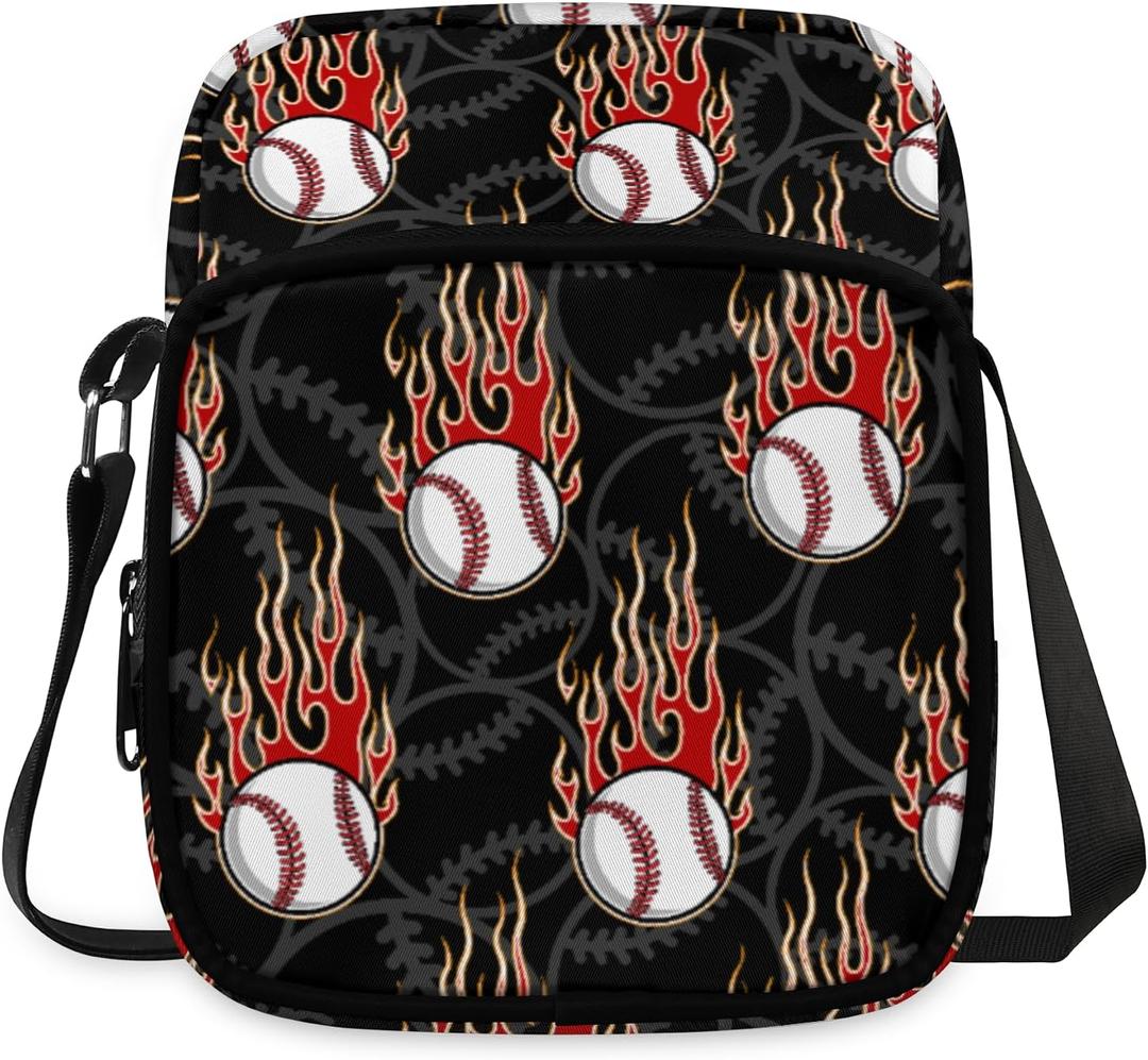 Crossbody Bag Kids Sling Backpack for Boys Fire Baseball Lightweight Shoulder with Adjustable Straps Chest Daypack for Travel Outdoor Hiking