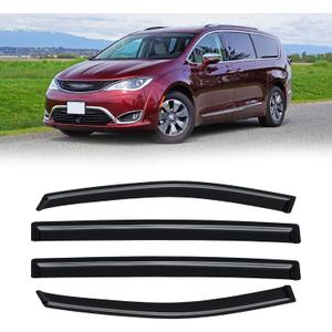 Rain Guards for 2017-2025 Chrysler Pacifica, Out-Channel Window Visor Shields Vent Deflector Shade Wind Dark Smoke 2018 2019 2020 2021 2022 2023 2024 18 19 20 21 22 23 24, Tape-On Outside-Mount, 4PCS