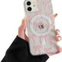 Compatible with iPhone 11 Case,Cute Pink Bow Pattern (Compatible with MagSafe),Clear Soft TPU and Hard PC Shockproof Protective Cases for iPhone 11 - Pink