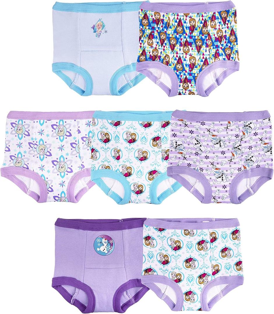 Disney Girls' Frozen Toddler Girls 7-pk Potty Training Pants With Success Tracking Chart and Stickers Sizes 2t, 3t, 4t