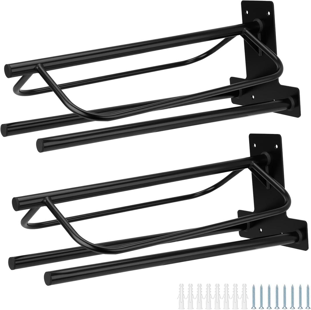 2 Pack Saddle Rack with Double Pad Bar, Wall Mounted Heavy-Duty Steel Saddle Holder, Western and English Saddle Rack for Horse Stall Barn Trailer Tack Room 24.2x6.7x10.2 in