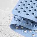 FOMAILE Hexagon Shower Stall Mat Non-Slip Bath Mat for Shower Floor - Super Drainage Quick Dry Bathroom Mat with Strong Suction Cups, Anti-Slip Bath Rug for Tub, Machine Washable,16" x 27.5"Blue