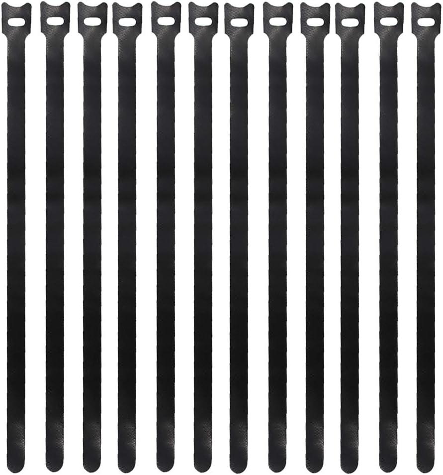 50 Pieces Black 12 inches x 1/2 inch Reusable Cable Ties Microfiber Cloth Hook and Loop Straps Network Wire Management Organizer