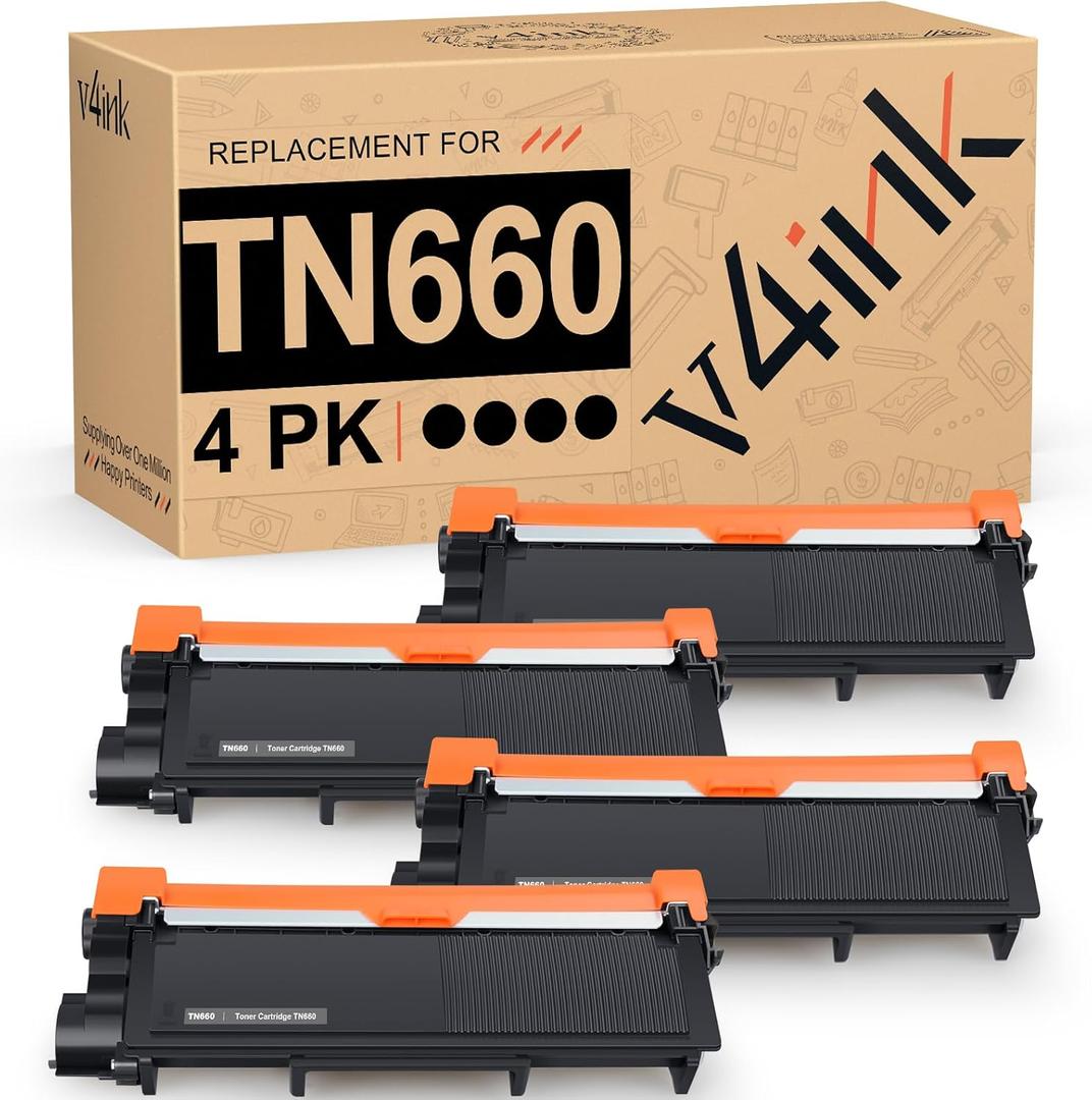 v4ink TN660 Toner Compatible Replacement for Brother TN660 TN630 TN-630 TN-660 Toner Cartridge Black for Brother Printer hl-l2300d hl-l2320d hl-l2380dw dcp-l2540dw mfcl2700dw mfc-l2700dw mfc-l2740dw