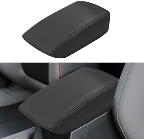 INTGET Center Console Cover for 2025 2026 Subaru Forester Accessories Leather Car Armrest Arm Rest Box Lid Middle Console Seat Cover Protector (Black Stitches, 2025+)