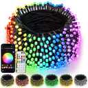 Smart Color Changing Christmas Lights with Remote & APP,208FT 600 LED RGB Dimmable Christmas String Lights, Waterproof Fairy Twinkle Light for Indoor Outdoor Xmas Tree Wedding Holiday Decorations