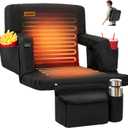 Overmont Heated Wide Stadium Seat with Back Support, Dual-Zone Heat, 24.5'' Wide