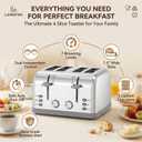 Toaster 4 Slice Retro Stainless Steel,Best Prime 4 Slice Toaster Wide Solt with 7 Shade Settings, Perfect for Waffles, Bagels and More Lainsten T-527