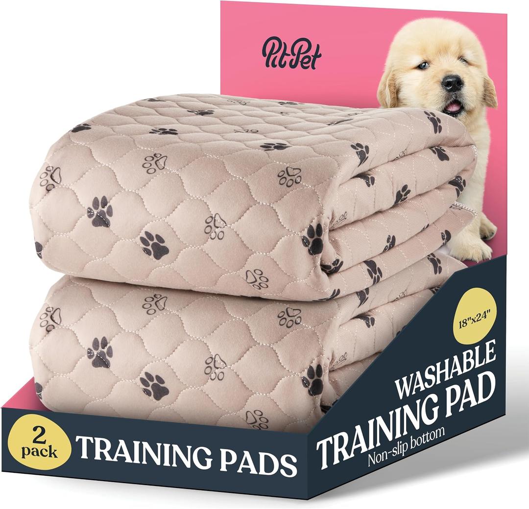 Super Absorbent Washable Pee Pads for Dogs - 2-Pack Superior Reusable Puppy Pads Pet Training Pads 100% Waterproof Dog Pee Pad Protects Against Urine Leakage Non-Slip Grip Prevents Slipping& Bunching, 24"L x 18"W