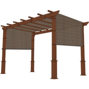 8' x 12' Pergola Shade Cover Replacement Canopy with Grommets Weighted Rods Permeable for Outdoor Patio Porch Backyard Gazebo, Brown