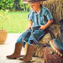 RLW Kids Cowboy Boots for Boys Girls Western Square Toe Youth Cowgirl Boots for Toddler Little & Big Kid, Black 12 Toddler (Black)