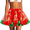 Jewemia Rainbow Tutu Skirts Colorful Tulle Tutu Christmas Tutu Party Dance Skirt Running Skirts for Women and Girls Medium