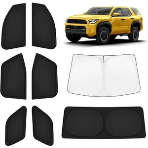 KUST Car Window Shades for Toyota 4Runner 2025-2026 Windshield Sun Shade Side Window Cover UV Block Privacy Protection 4Runner Accessories for Camping Blackout Rear Back Full Set 8PCS