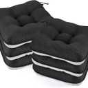BETU Black Chair Cushions for Dining Chairs Set of 6,3.5" Thick Kitchen Table Chair Pads with Ties,Non Slip Backing and Covers,Seat Cushion for Dining Room,Bar,Patio Chairs,15.5"X15.5"X3.5",Black