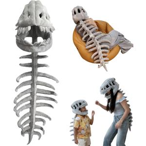 Dinosaur Skeleton Costume3D Spinosaurus Skull Mask Headpiece & Spine Tail for Halloween Cosplay Costume Party