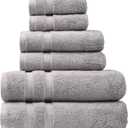 SOFE H&L | Olea Luxury Turkish Cotton Bath Towels Set of 6 : 2 Bath Towels 2 Hand Towels 2 Wash Cloths Cool Gray | Thick, Premium, Soft, Durable, Absorbent - Hotel Quality Towel Sets for Bathroom