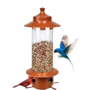 Squirrel Proof Bird Feeders for Outdoor: 4.8LB Large Capacity Hanging Bird Feeder, Weight-Activated Mechanism Wild Bird Feeders, Chew-Proof Metal Birdfeeder for Finch Cardinal Chickadee