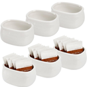 Dicunoy Set of 6 Sugar Packet Holder, Ceramic Sugar Caddy for Sweetener, Classic Restaurant White Tea Bag Organizer Bowl Storage Dish for Coffee Bar, Home