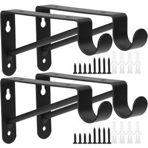 Small Shelf and Rod Brackets, 4 Pcs Closet Shelf & Rod Brackets Wall Mounted 5.9 inches, Heavy Duty Closet Shelf Bracket with Rod Holder, Closets Shelves Support Bracket with Screws