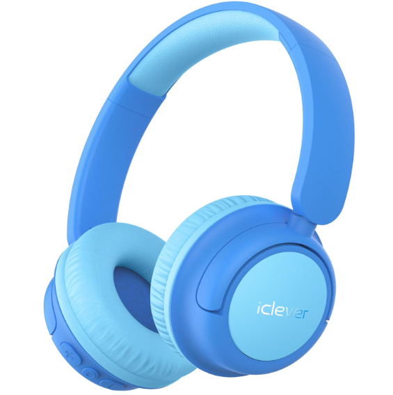 iClever BTH22 Kids Bluetooth Headphones, 60H Play Time, USB C Fast Charging, Bluetooth 5.4, AUX Cord,Safe Volume 74/85 dBA,Toddler Headphones for iPad/Tablet/Travel/School, Blue