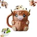 2 x Ice Cream Pint Holder, Highland Cow Ice Cream Holder, with 1 spoon, Gift for cream Lovers