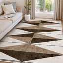 Moroccan Machine Washable Rug 6x9, Geometric 6x9 Area Rugs for Living Room, Soft Farmhouse Rug for Bedroom Non Slip Office Rug Carpet for Dining Room(6'x9',Khaki/Brown)