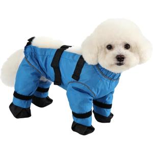 Dog Pants with Suspenders, Adjustable Waterproof Dog Boots, Anti-Dirty Anti-Slip Pet Paw Protectors, Reflective for Night Visibility, Ideal for Daily Outdoor Strolls (Blue, S)