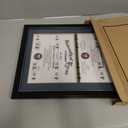 GraduationMall 14x20 Double Diploma Frame, Display 8.5x11 Certificate with Navy over Gold Mat,Tempered Glass,Black with Silver Beads