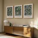 Framed William Morris Canvas Wall Art Green Decor Set of 3, Vintage Large Floral Artwork Prints, Boho Farmhouse Botanical Picture Prints for Living Room, Bedroom, Hallway, Office, Total Size 30x60, 20"W x 30" H x 3Pcs