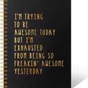I'm Trying To Be Awesome Today 160 Pages Hardcover Blank Spiral Notebook, Funny Work Gifts Christmas Gifts for Boss Men Friends, Thank You Gifts Office Coworkers Him, Inspirational Gifts