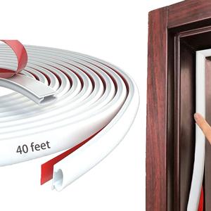 White Rubber Weather Stripping Door Seal Strip, D Shape Door Weather Seal Strip, SelfAdhesive Soundproofing Frame Insulation Tape for Doors Frame/Window Seal,Blocks Cold Drafts Noise