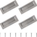 MOROBOR Rectangular Insert Sliding Door Pulls, 4 Pcs Stainless Steel Flush Closet Door Pulls Recessed Finger Flush Pulls for Pocket Door Wardrobe Cupboard