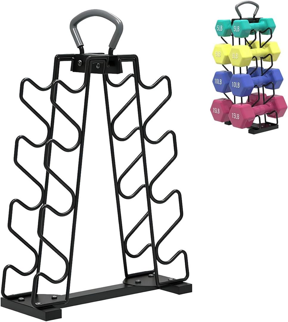 UNITEDPOWER Dumbbell Rack Stand, 4 Tire Weight Rack for 8 DumbbellsA-Frame Metal Storage Holder with Handle Suitable for Home Gym (DUMBBELLS NOT INCLUDED)