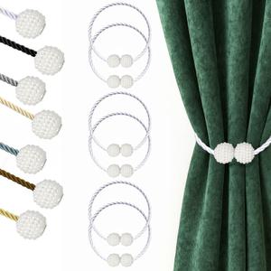 Hion Magnetic Curtain Tiebacks White 6 Pack, Curtain Tiebacks Buckles Holdbacks Holders Hooks Clip for Home Bedroom Office Decorative Thick or Thin Curtain