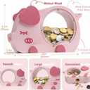 Wooden Piggy Bank for Kids, Cute Money Bank for Girls, Clear Coin Bank with Plug, Wood Kids Bank Toy Unbreakable Money Box, Personalized Gift for Children Birthday Christmas and Decor
