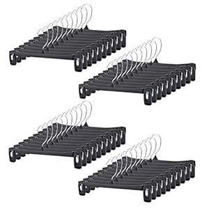 Tosnail 40 Pack 12 Inch Black Plastic Skirt Pants Hangers with Non-Slip Big Clips and Swivel Hook