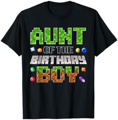 Aunt of The Birthday Boy Game Pixel Number Birthday Party T-Shirt S