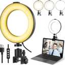Video Conference Lighting Kit, Ring Light Clip on Laptop Monitor, 6" Dimmable LED Circle Selfie Light for Zoom Meeting/Remote Working/Zoom Calls/Live Streaming/Video Recording (Black)