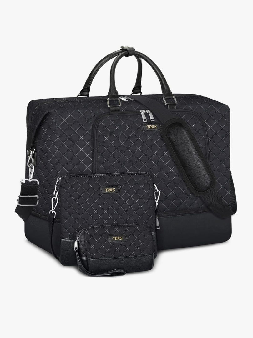 Travel Weekender Bag for Women, Overnight Bag with Shoe Compartment, Oversized Travel Duffel Bag Carry On Tote with Trolley Sleeve 21" for Weekend Travel Business Trip