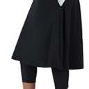 ANIVIVO Women Long Knee Length Skirt with Capris Leggings,Skirted Leggings with High Waisted Zipper Pockets, 5XL