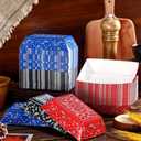 Gejoy 120 Pcs Western Party Plates 1 lb Cowboy Plates Bulk Bandana Paper Food Trays for Rodeo Cholo Party 250th Anniversary Decorations(Red Blue Black)