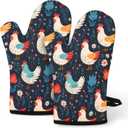 Miracu Oven Mitts Set, Cute Chicken Gifts for Chicken Lovers, Funny Kitchen Decor, Rooster Gifts for Women Mom Her Lady Owner - Bday, Mothers Day Baking Accessories Stuff, Cooking Themed Present Idea