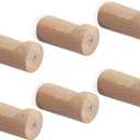 NearMoon Wood Wall Hooks, Natural Wooden Coat Hooks- Modern Handmade Decorative Hat Hangers Wall Mounted, Heavy Duty Rustic Pegs for Hanging Towel Bag Clothes, 6 Pack (Beech)