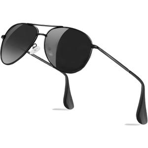 Aviator Sunglasses for Men Polarized Men's Sunglasses UV Protection 400 Metal Frame with Spring Hinges 62MM (Black Black)