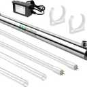 12GPM Ultraviolet Water Filter Replacement for Whole House Reverse Osmosis Drinking Water System, 3s to Fill a 200ml Water Cup, 55W,110V,+1 Extra UV Tube